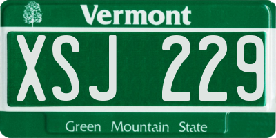VT license plate XSJ229