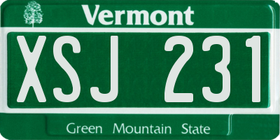 VT license plate XSJ231
