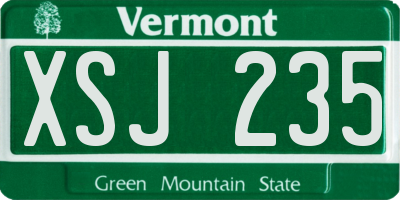 VT license plate XSJ235