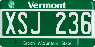 VT license plate XSJ236