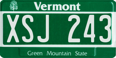 VT license plate XSJ243