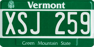 VT license plate XSJ259