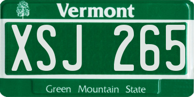 VT license plate XSJ265