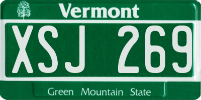 VT license plate XSJ269