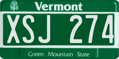 VT license plate XSJ274