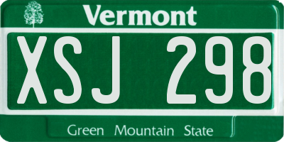 VT license plate XSJ298