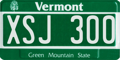 VT license plate XSJ300