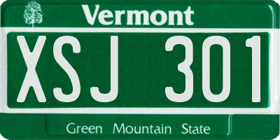 VT license plate XSJ301