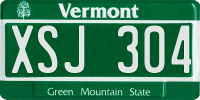 VT license plate XSJ304