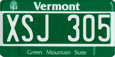 VT license plate XSJ305