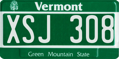 VT license plate XSJ308