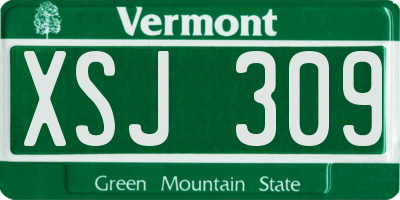 VT license plate XSJ309