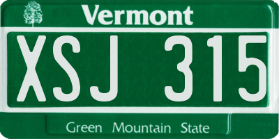 VT license plate XSJ315