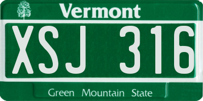 VT license plate XSJ316