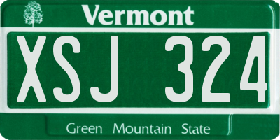 VT license plate XSJ324