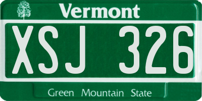 VT license plate XSJ326