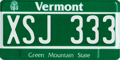 VT license plate XSJ333