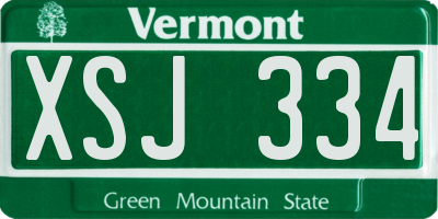 VT license plate XSJ334