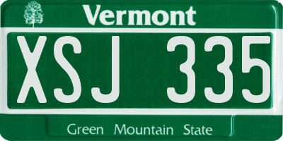VT license plate XSJ335