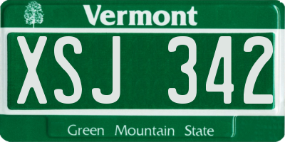 VT license plate XSJ342