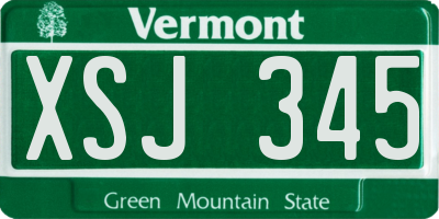 VT license plate XSJ345