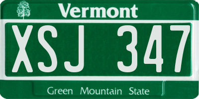 VT license plate XSJ347