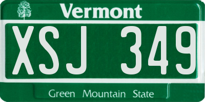 VT license plate XSJ349