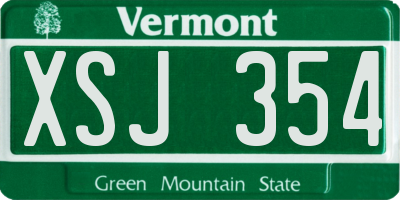 VT license plate XSJ354