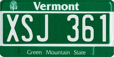 VT license plate XSJ361