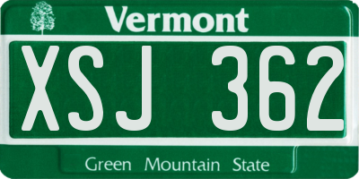 VT license plate XSJ362