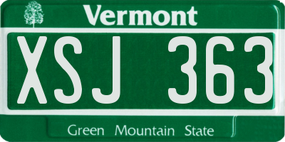 VT license plate XSJ363