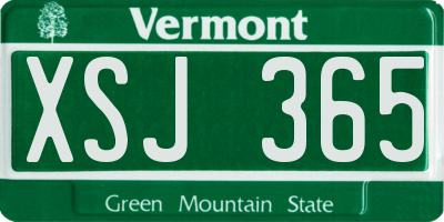VT license plate XSJ365