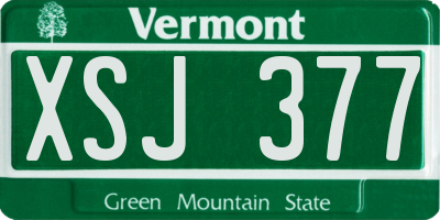 VT license plate XSJ377