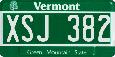 VT license plate XSJ382