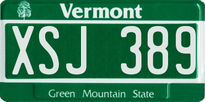 VT license plate XSJ389