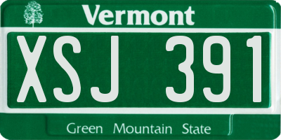 VT license plate XSJ391