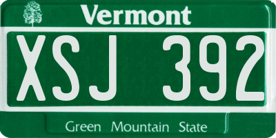 VT license plate XSJ392