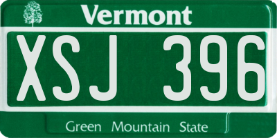VT license plate XSJ396