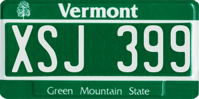 VT license plate XSJ399