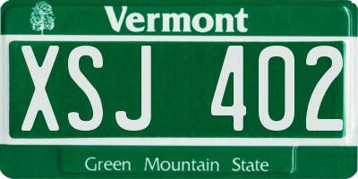 VT license plate XSJ402