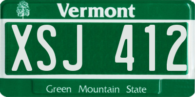 VT license plate XSJ412