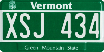 VT license plate XSJ434