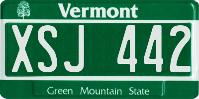 VT license plate XSJ442