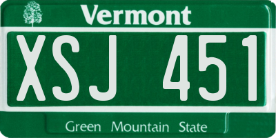 VT license plate XSJ451