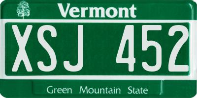 VT license plate XSJ452