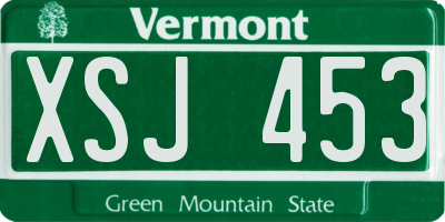 VT license plate XSJ453