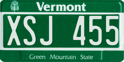 VT license plate XSJ455