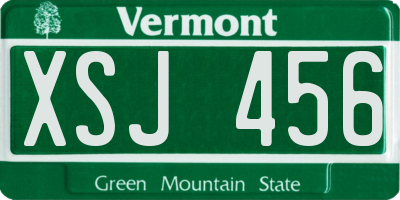 VT license plate XSJ456
