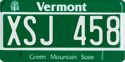 VT license plate XSJ458