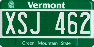 VT license plate XSJ462